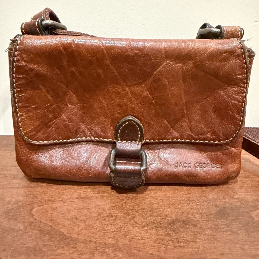 Jack George Brown Leather Crossbody Bag